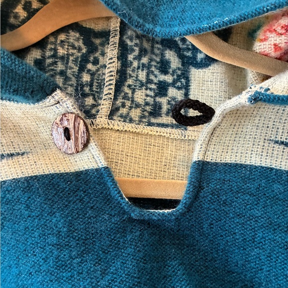 Casa De Alpaca Ecuadorean Poncho Multicolor Hooded Handmade Alpaca One Size - Picture 3 of 11